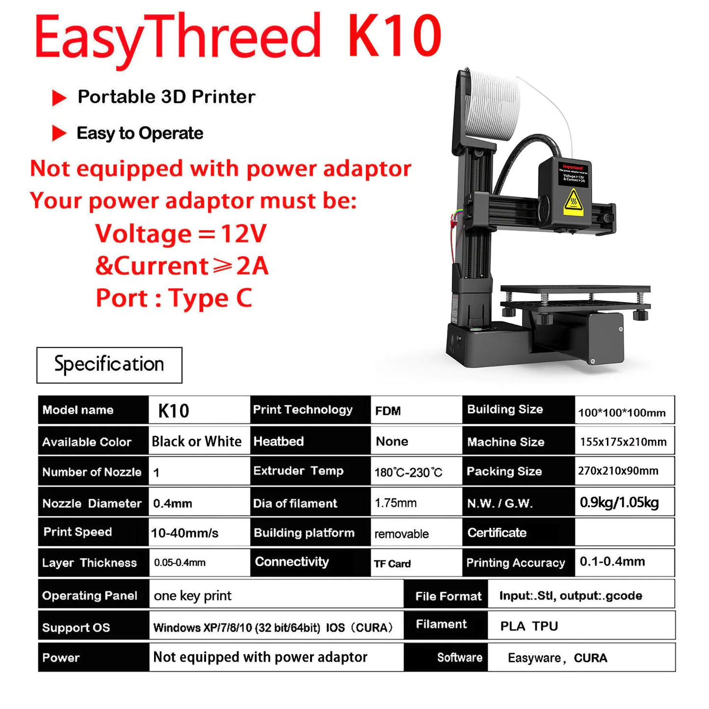 EasyThreed K10 Starter 3D Printer