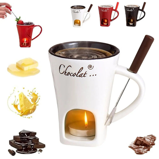 Ceramic Chocolate Fondue Mug Set